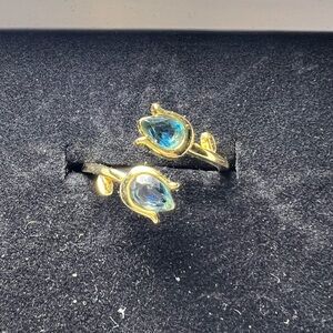 Gold vermeil over sterling silver London blue topaz size 8.5 ring